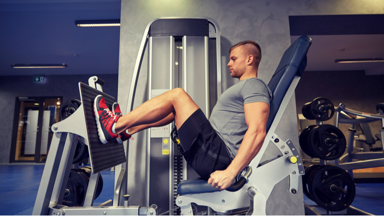 man on leg press 