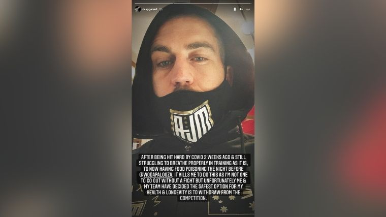 A screenshot of CrossFitter's Ricky Garard's Instagram Story