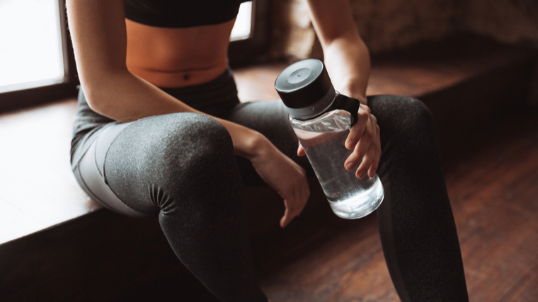 water bottle in gym