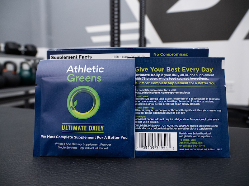 Athletic Greens packets pouches