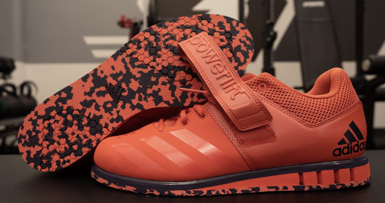 red adidas powerlifting shoes