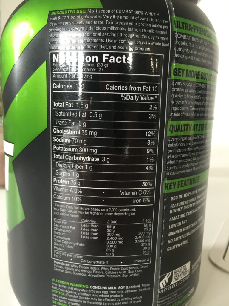 MusclePharm Combat Whey Ingredients