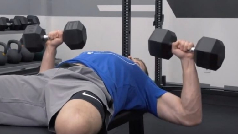 Dumbbell Bench Press Lowering Dumbbells