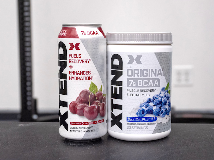 Xtend BCAA tub and can