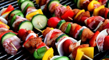 Kebabs on a grill