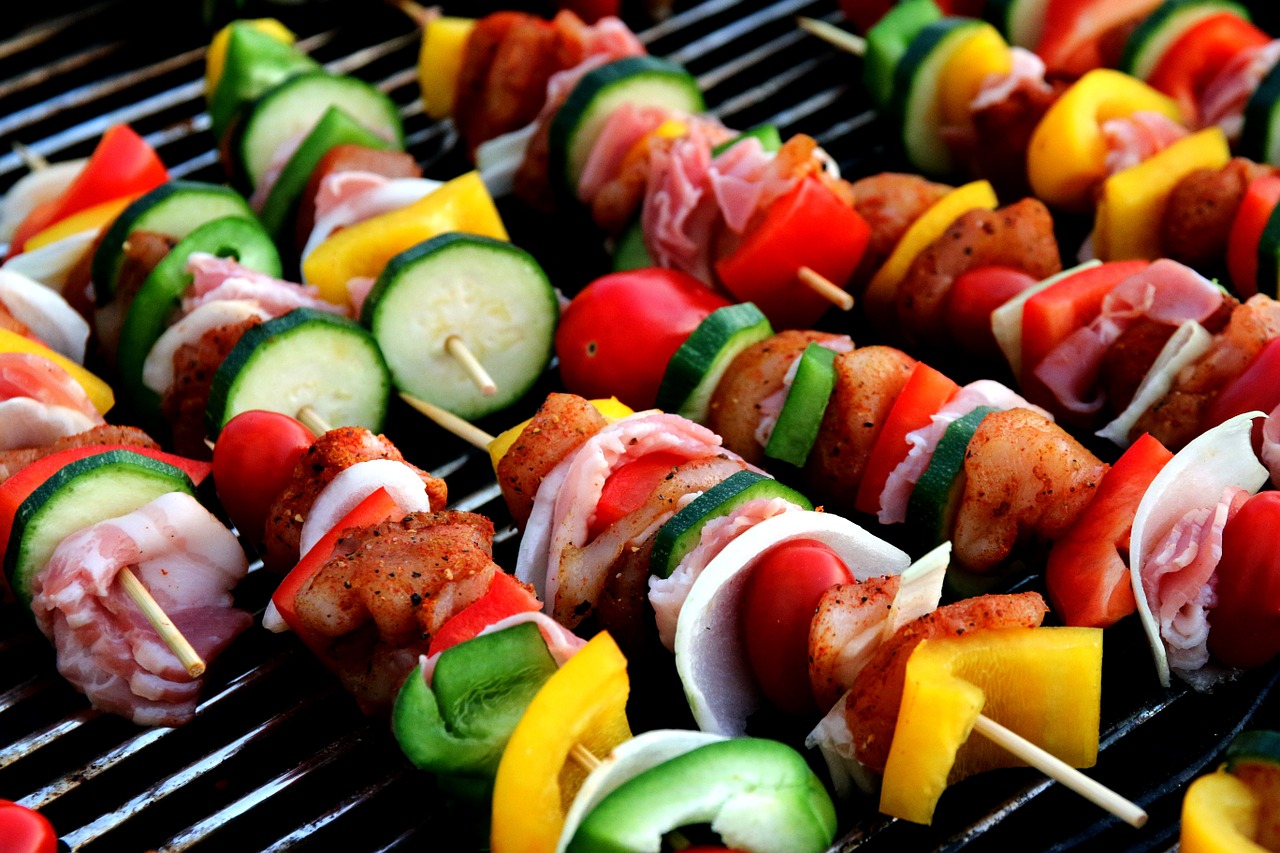 Kebabs on a grill