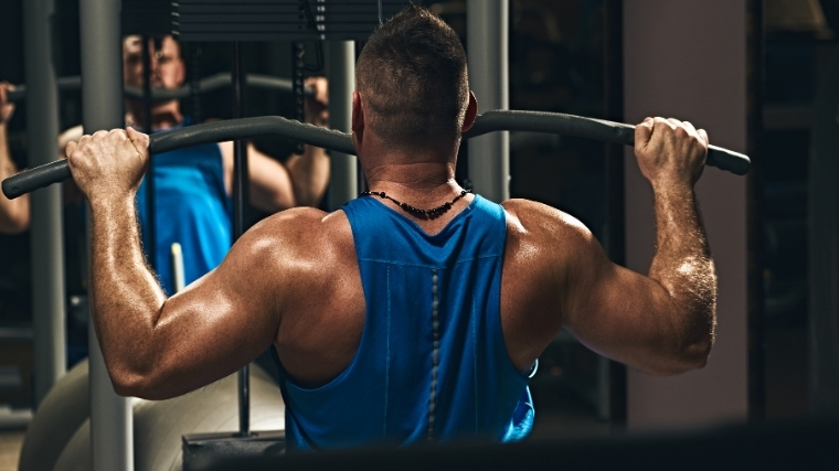 Man doing lat pulldown