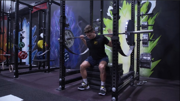 Box squat lowering phase