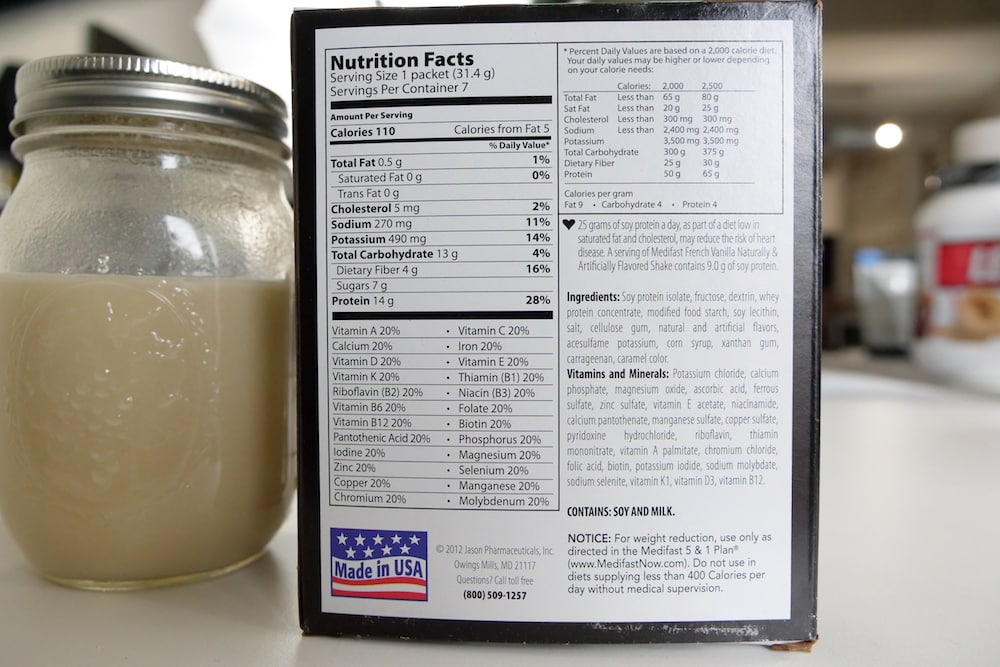 Medifast Meal Replacement Shake Ingredients