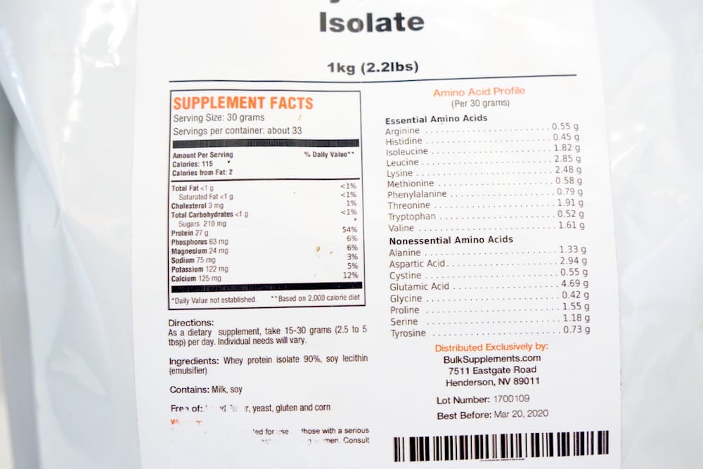 Bulk Supplements Whey Protein Isolate - Review