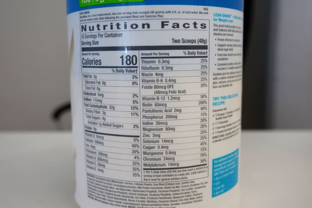 GNC's Lean Shake ingredients