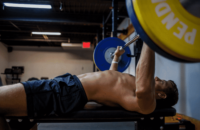 Jake Boly bench pressing