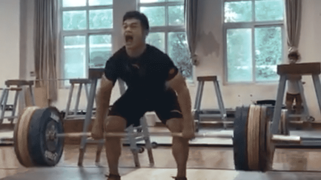 Shi Zhiyong 190kg power clean and jerk