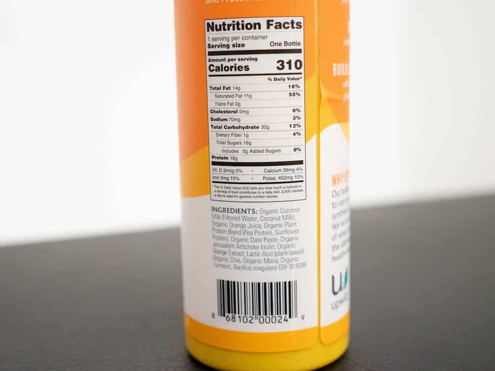 Nutritional label from Upwild