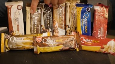 several protein bars on a table