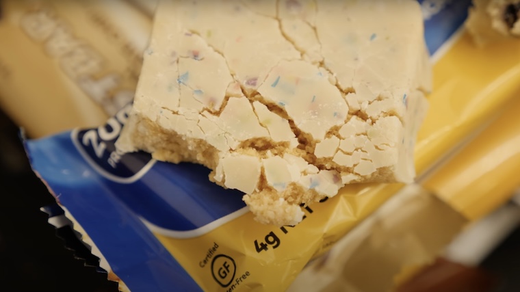 A close look at a Quest Protein Bar.