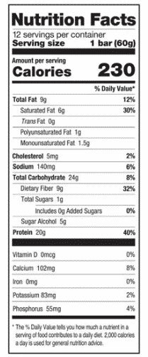 One Bar Cinnamon Roll Nutrition