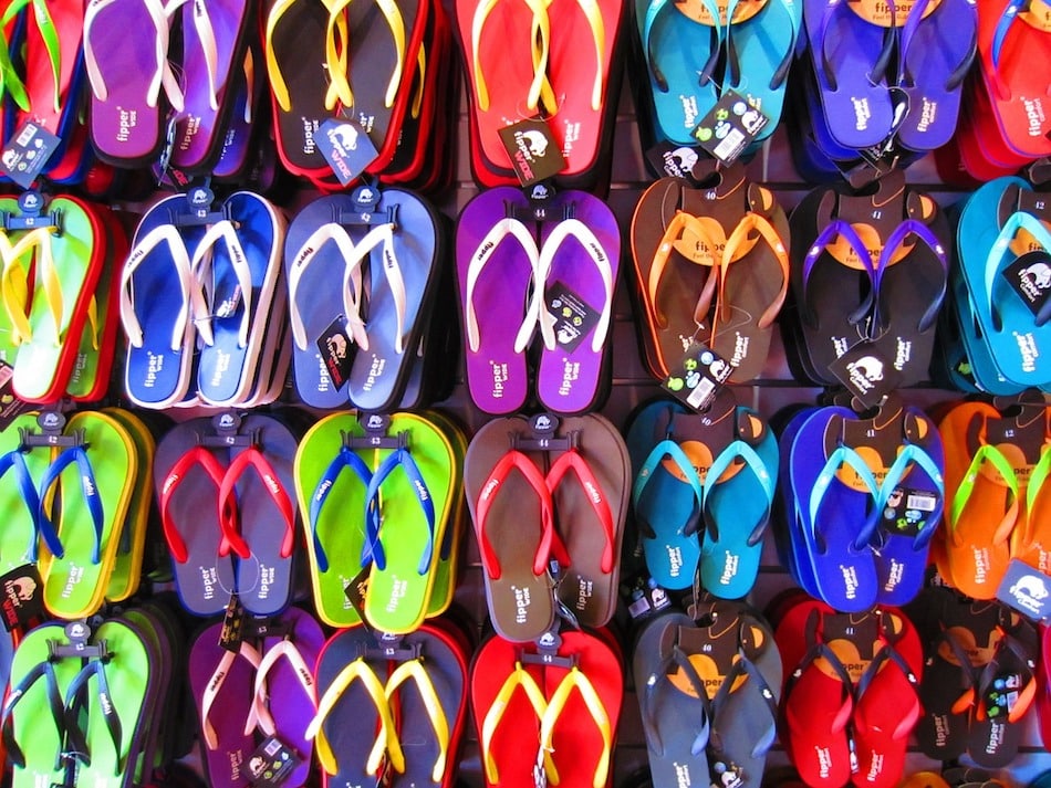 Colorful flip flops