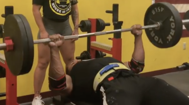 Larry Wheels Max Bench Press 225 lbs