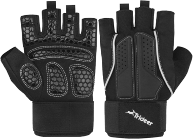 TRIDEER Black Padded Half Finger Fitness Gloves Size M FREE P&P UK SELLER 