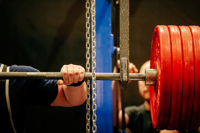 hand on barbell