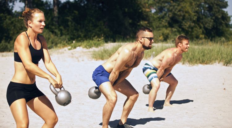 Kettlebell Swing Beach Workout