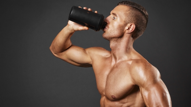 man drinking calories