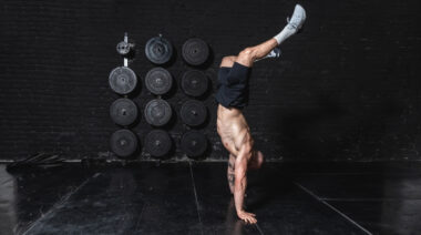 Man doing handstand