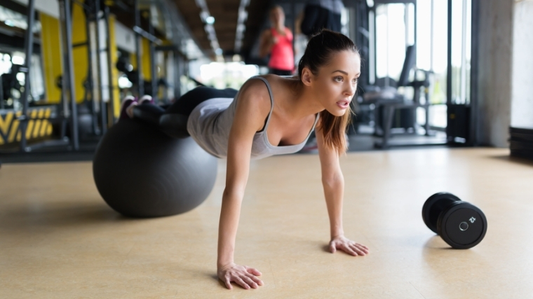 Woman on stability ball