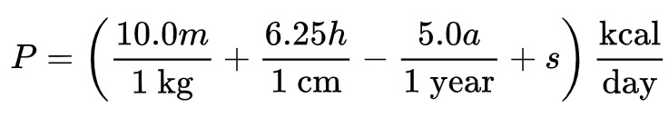 mifflin st jeor tdee calculator