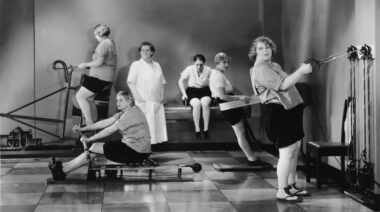 women training in vintage gym