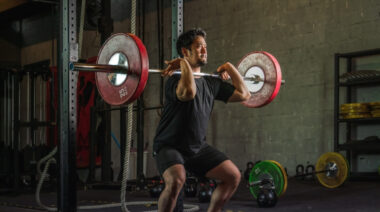 Man performing front squat