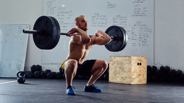 Man Performing Hang Clean