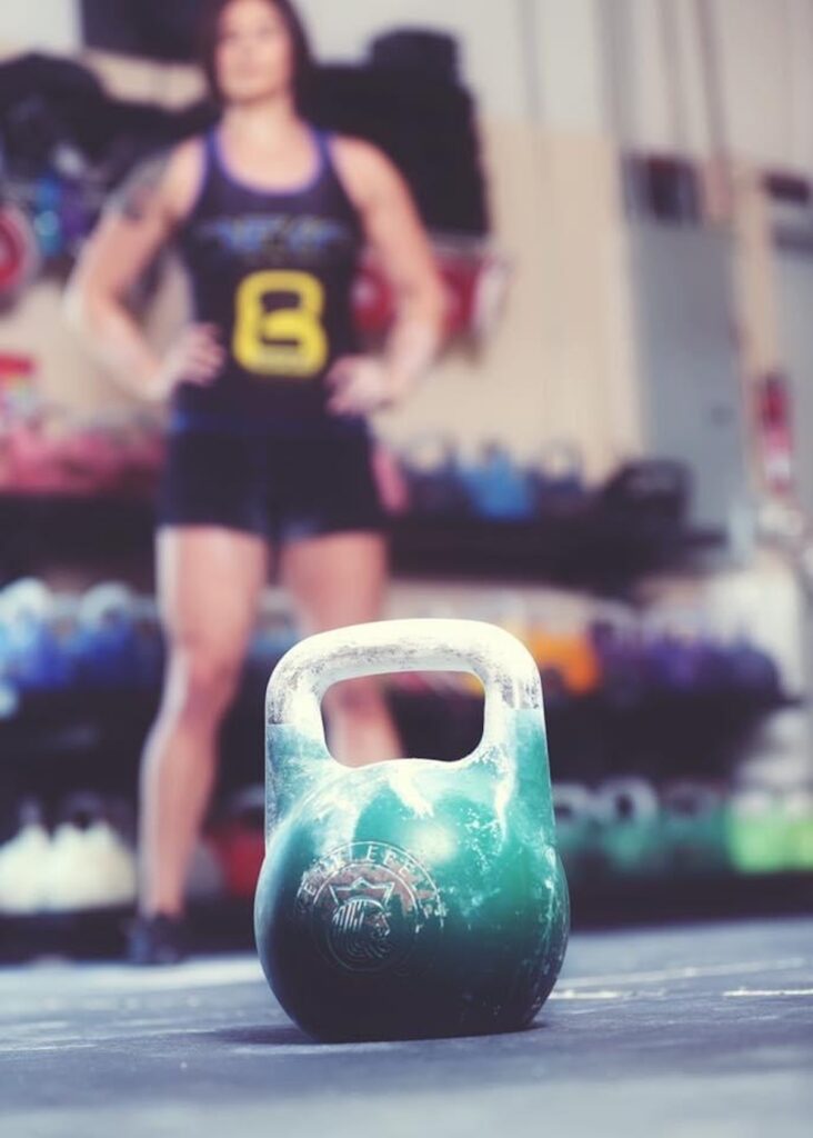 Kim Fox Behind a Kettlebell