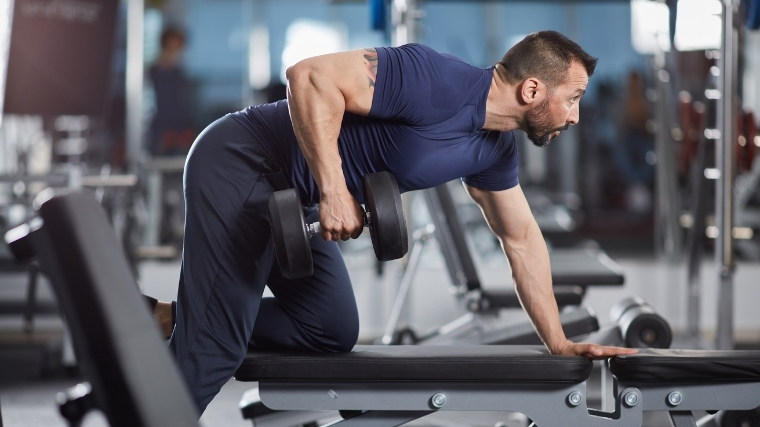 Man doing dumbbell row