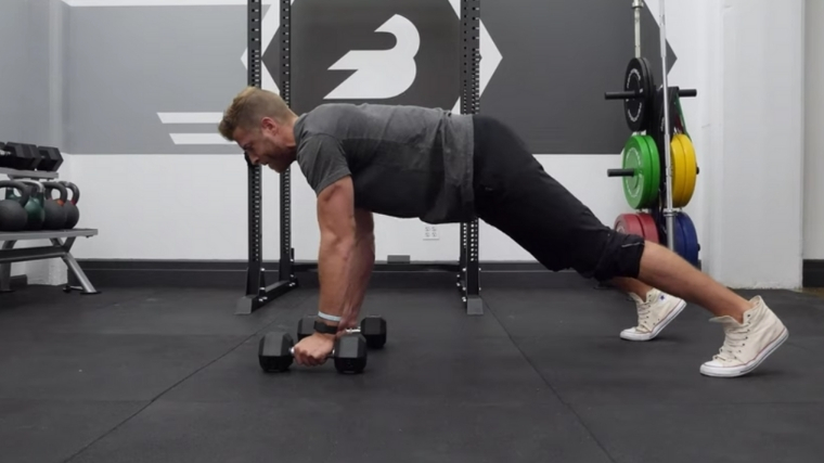 dumbbell plank row