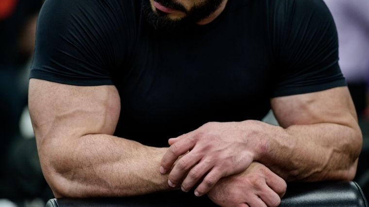 Man with muscular forearms