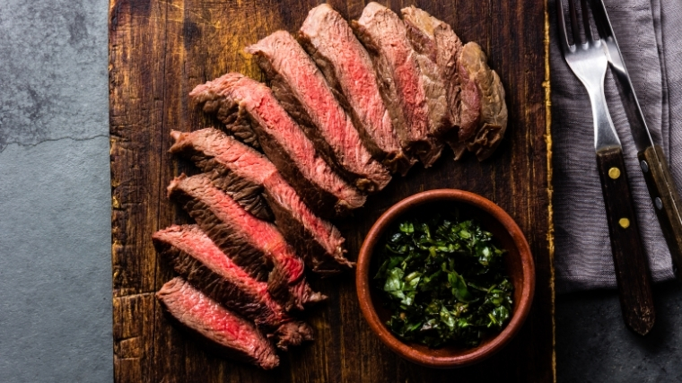 Steak on a cutting board