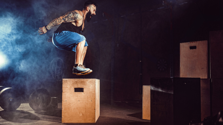 Man Jumping on Plyo Box