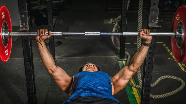 Man bench-pressing weights