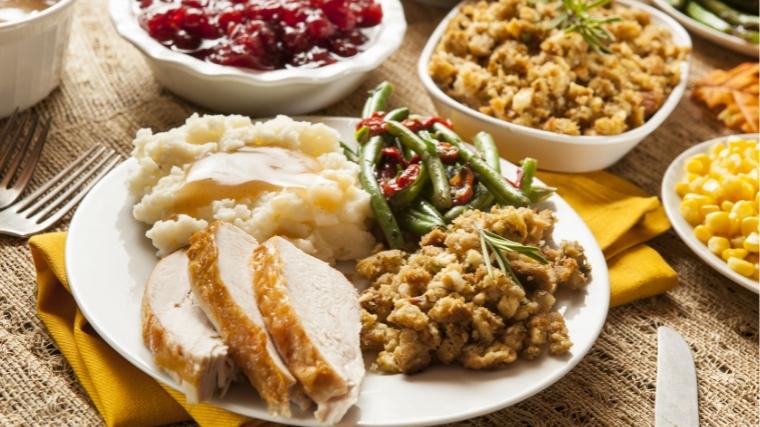 Plate of Thanksgiving Foods