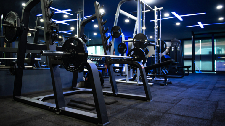 commercial gym with squat rack 