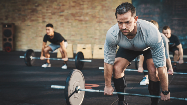 man preparing to deadlift