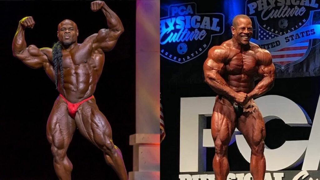 Bodybuilders David Henry and Kai Greene hitting a most muscular pose