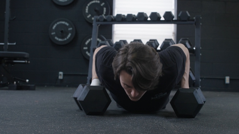 Jake doing Push-ups with the REP Fitness Hex Dumbbells