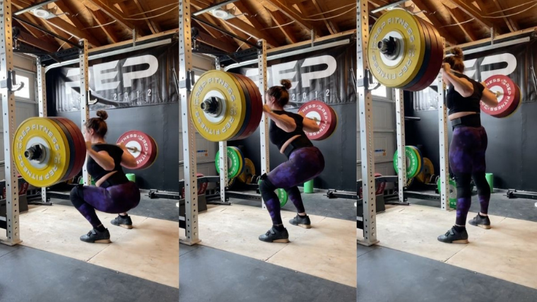 Kate Nye back squatting