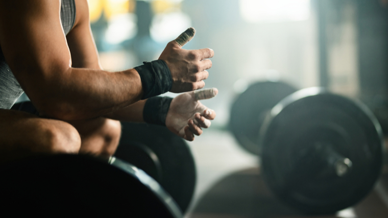 wrist wraps in gym 