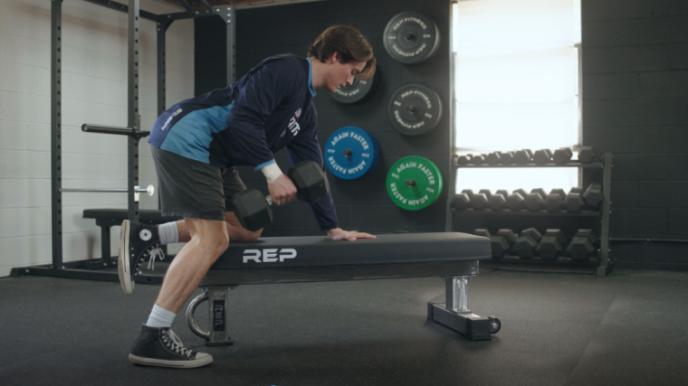 Jake Performing Dumbbell Rows on the REP Fitness FB-5000