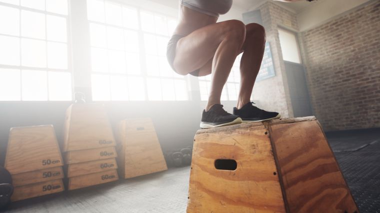 person performing a box jump