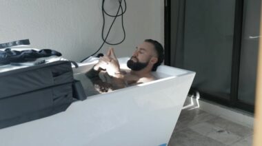 Chris Bumstead Lying in an ice bath